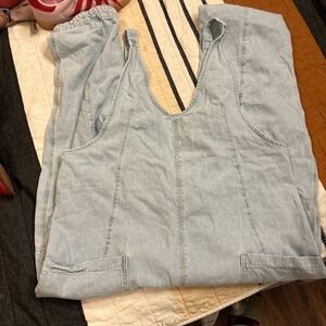 free people barrel denim jumpsuit (tall version)